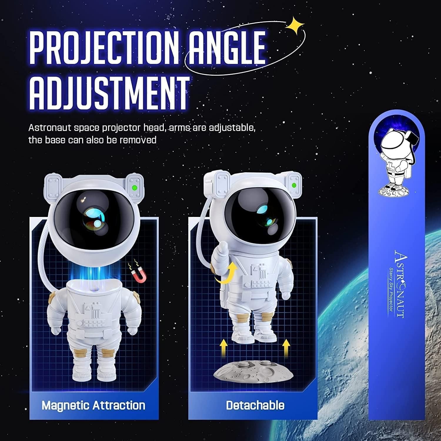Astronaut Galaxy Projector - 360 Magnetic Head Rotation, Remote Control - Gadget God